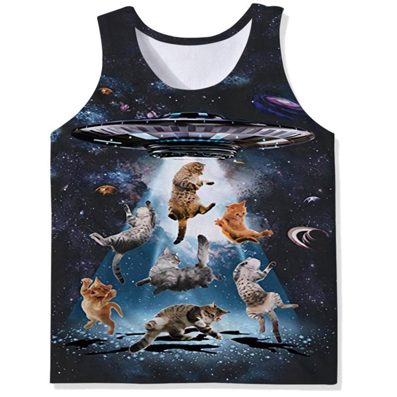 Canottiere da Uomo Girocollo con Stampe Animalier Colorate Gilet Stampato 3D Maglia Sportiva Fitness Larga Senza Maniche