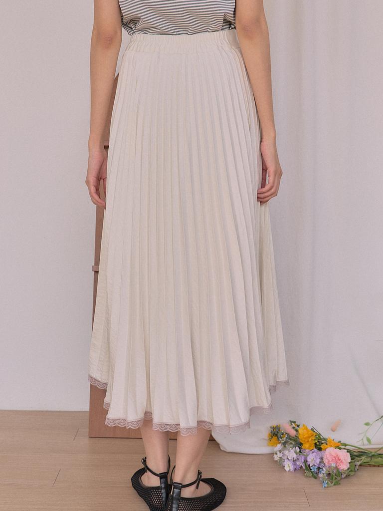 Sorry, Too Much Love Floaty Pleated Lace Skirt_Ivory