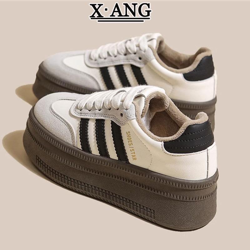 Leather children's versatile thick-soled heightening little white shoes spring new soft-soled casual sports board shoes
