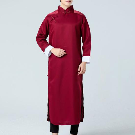 Groommen Tang Suit Vintage Long Sleeve Embroidery Stand Collar Knot Button Closure Stage Performance Autumn Winter Men Chinese Traditional Wedding