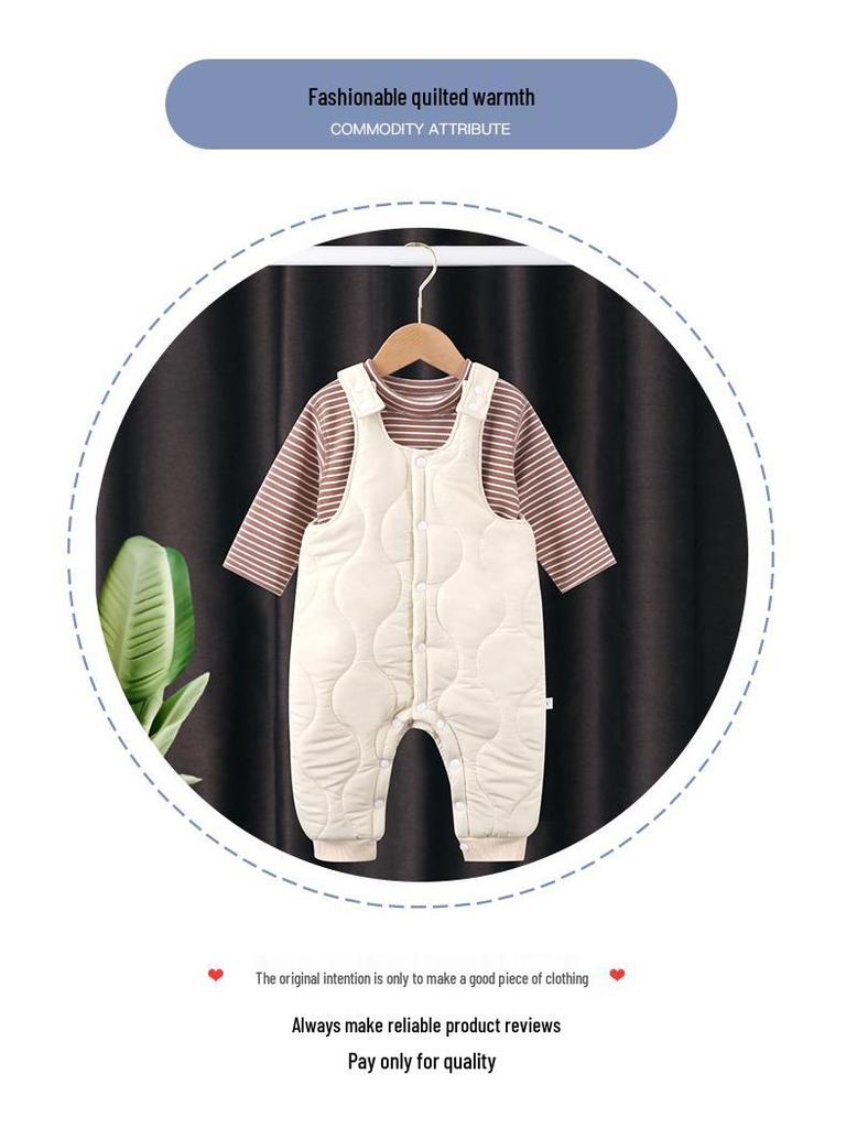 Pikowany kombinezon niemowlęcy: Ciepłe kombinezony jesienno-zimowe z rozpięciem w kroku