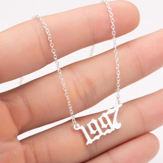 1980-2019 Doğum Yılı Numarası Charm Kolye Paslanmaz Çelik Zincir Kolye Takı