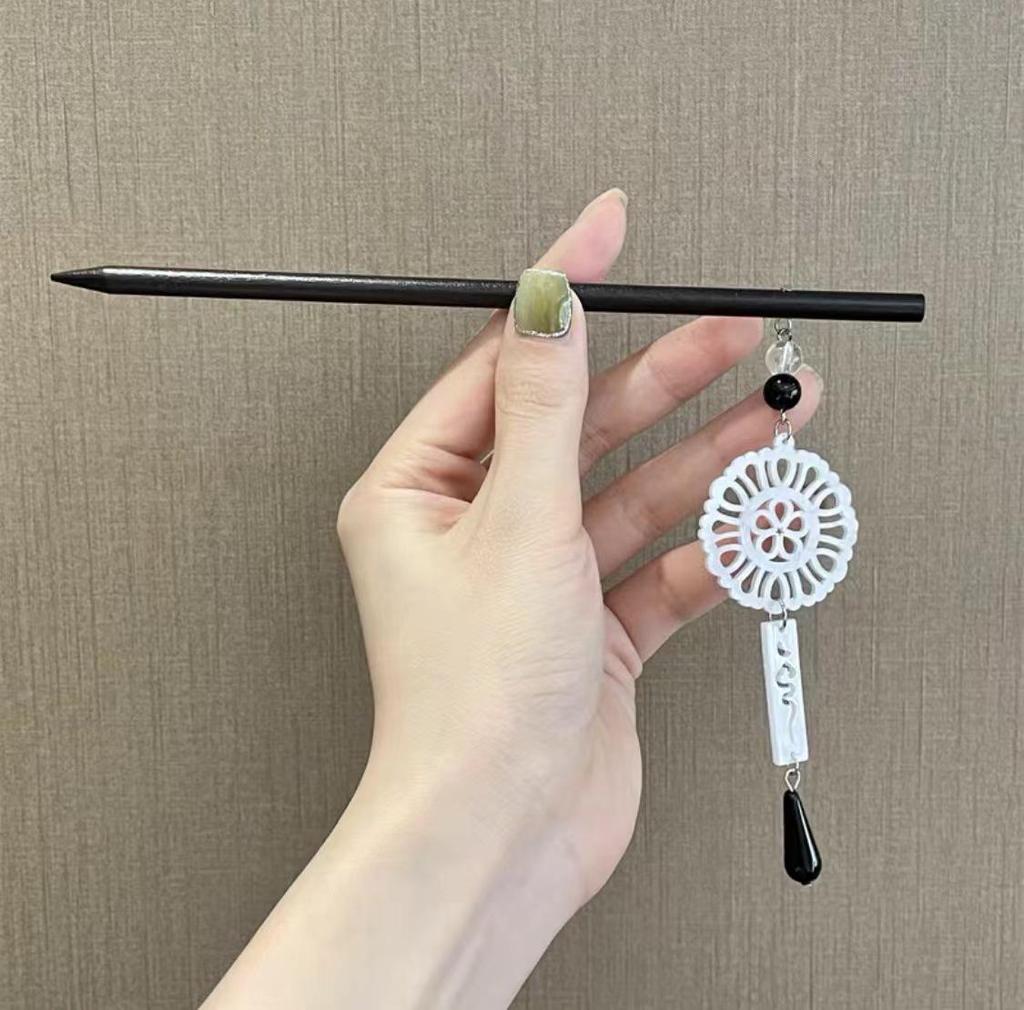 Grampo de Cabelo com Borla de Sândalo de Alta Qualidade para Penteados Updo de Hanfu Cheongsam
