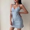 Women's V-Neck Sleeveless Floral Slip Dress High Waist A-Line Midi Summer Dresses