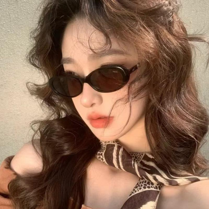 New fake home retro oval cat eye orange pearl women's sunglasses premium sunglasses