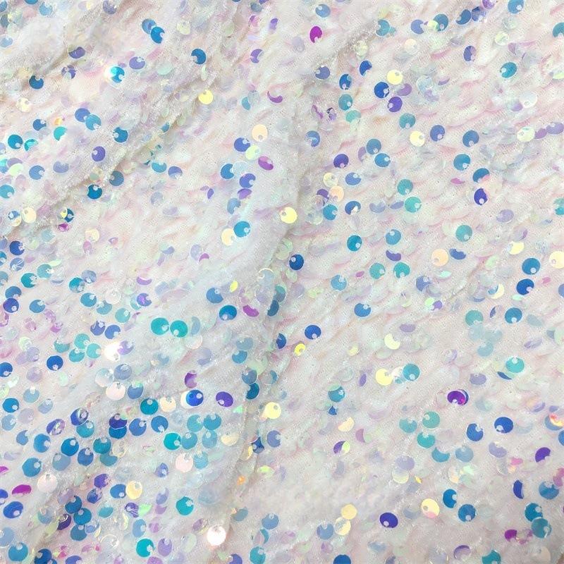 Evening Gowns Encrypt Shining 5mm Sequin Fabric Stretch Velvet Fabrics For DIY Wedding Elegant Party Dresses handmade DIY, etc