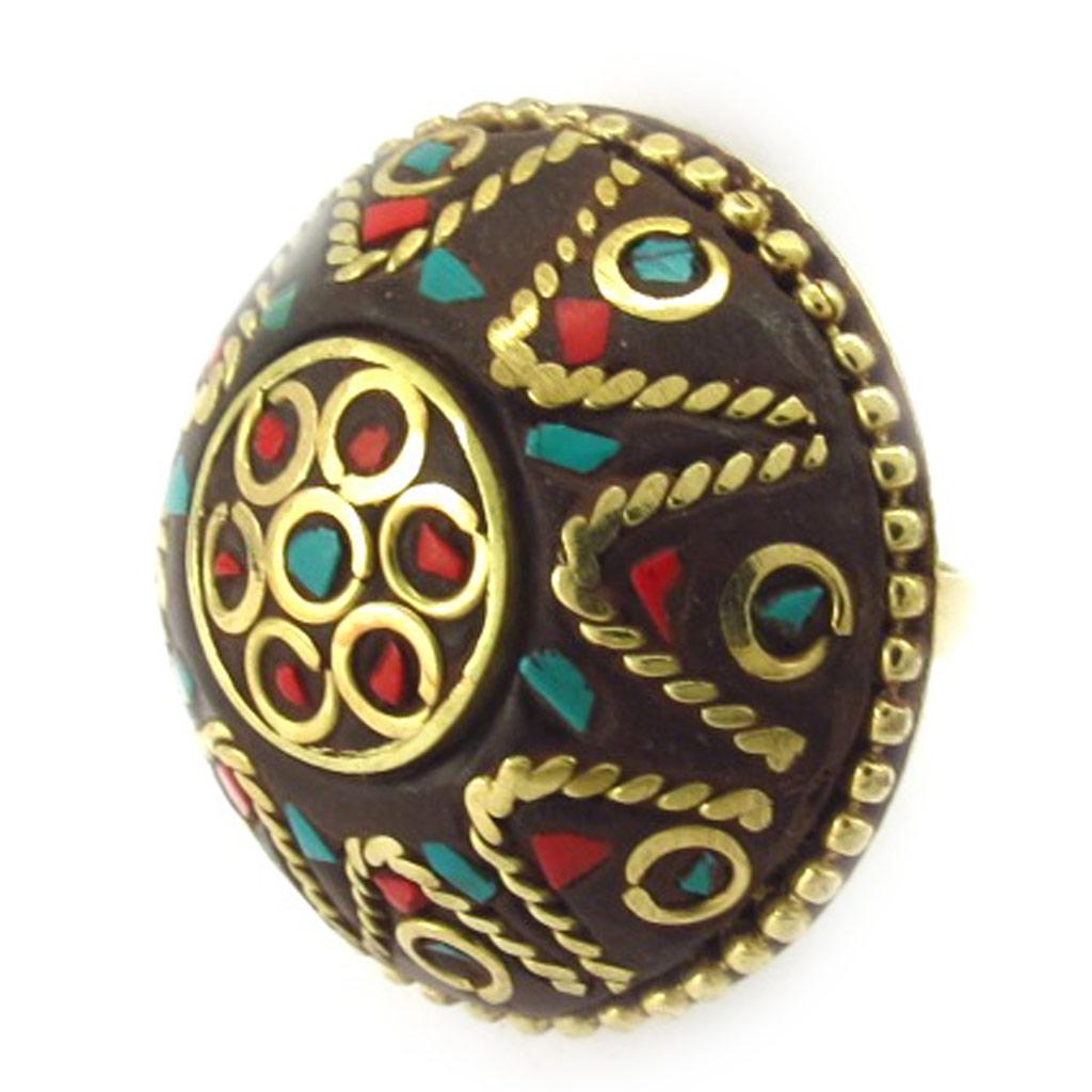 Les Trésors De Lily [K6515] - Bague Créateur 'Altaï' turquoise doré