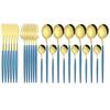 24pcs Black Gold Cutlery Set Mirror Stainless Steel Dinnerware Set Knife Fork Spoon Tableware Flatware Set Dishwasher Safe Kitchen Wedding Accessories