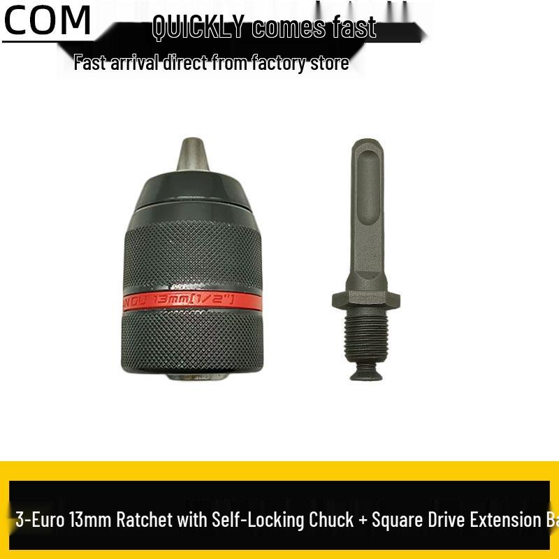 3-Euro All-Metal Electric Ratchet Wrench with Self-Locking 1.5-13mm Chuck and Conversion Extension Rod