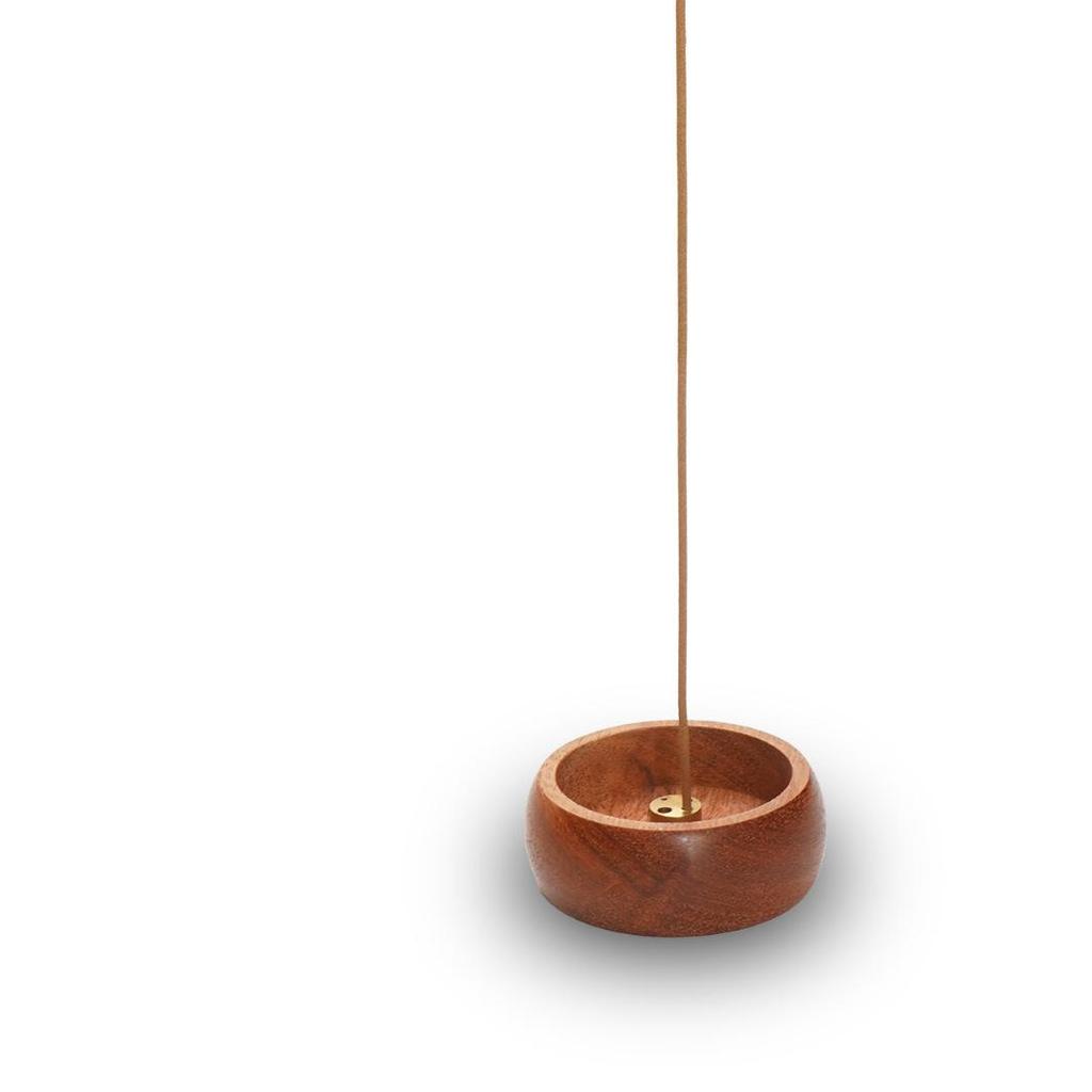 Ebony Purple Sandalwood & Rosewood Round Portable Incense Holder for Office and Indoor Use