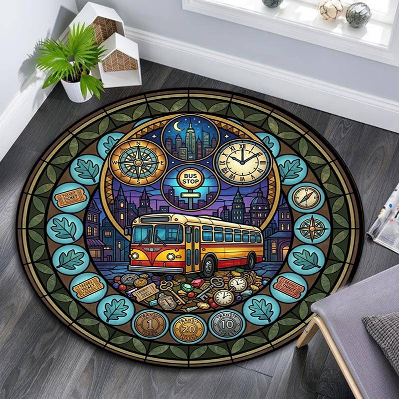 Automotive Glass Art Round Area Rug Under Office Chairs Bedroom Living Room Home Decor
