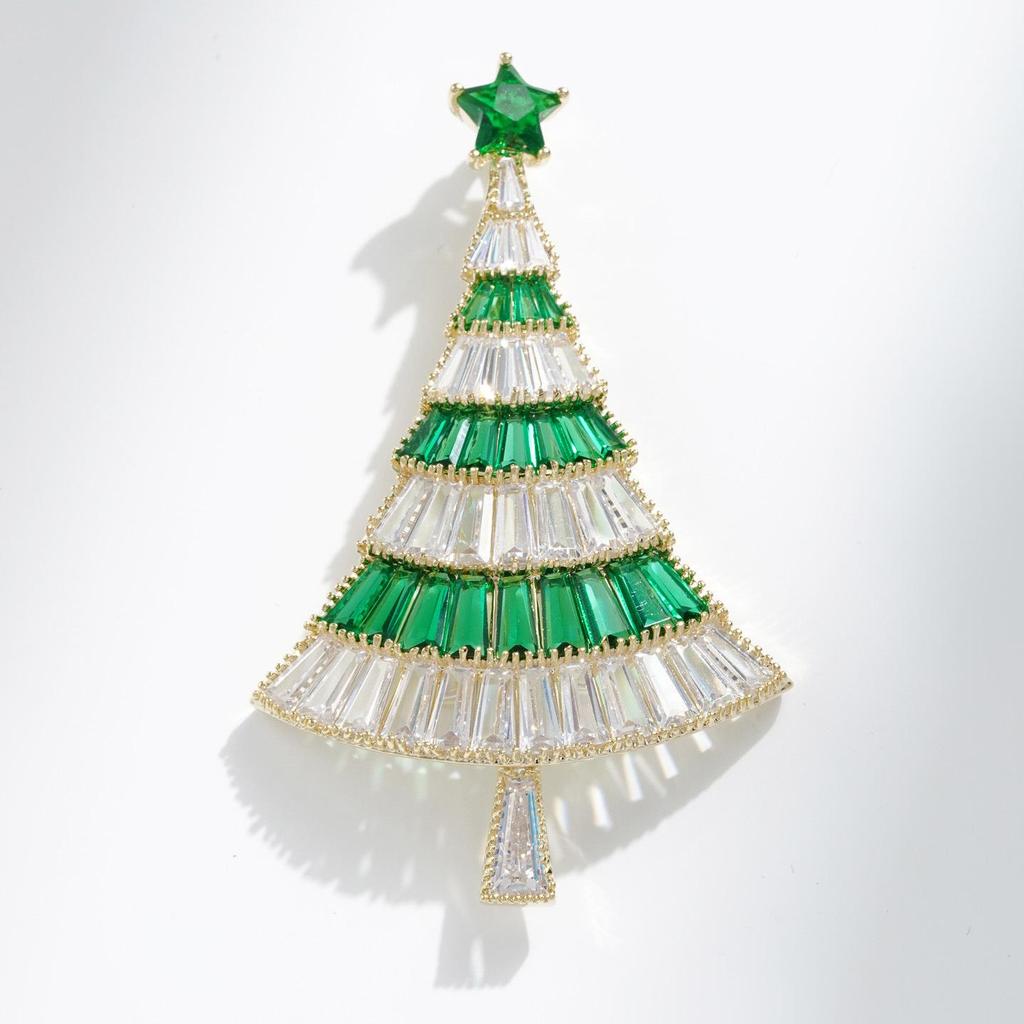 Bo Xin Yun Exquisite Green Christmas Tree Brooch - Luxury Winter Clothing Accessory and Gift Ornament