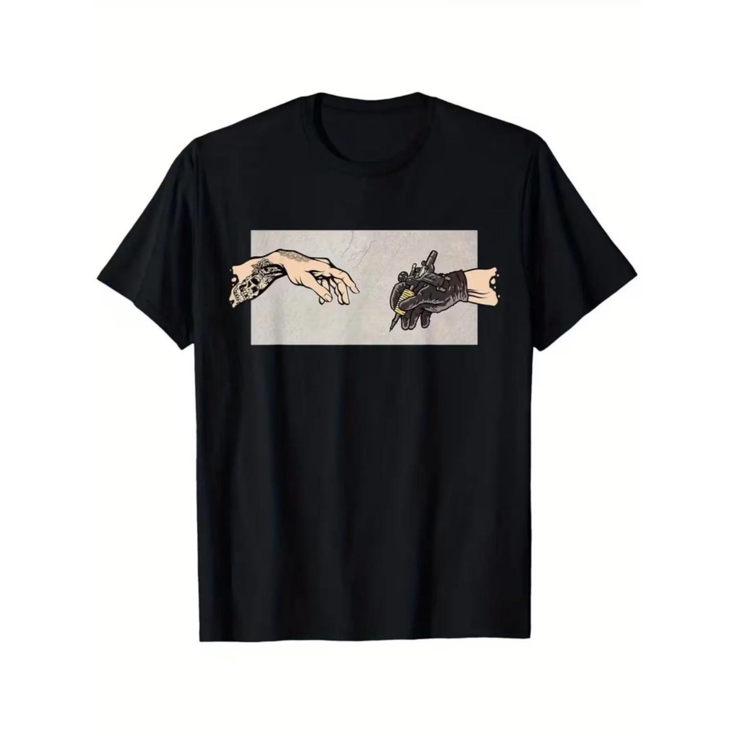 

Tattoo Artist s Hand and Bird Design - Printed Pattern Top Suitable for Parties, Outdoor Activities, Bohemian Style T-shirts XXXXXL чорний