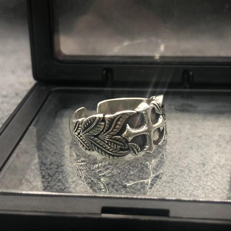 Adjustable Open Ring Men Women Vintage Cross Geometric Sterling Finger Retro Style