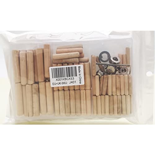 CESFONJER Dowel Kit, Includes 60 6mm, 34 8mm, and 22 10mm Wood Dowels, 6 Dowel Markers, 3 Drill Bit Depth Stop Collars, and a Hex Wrench for Furniture