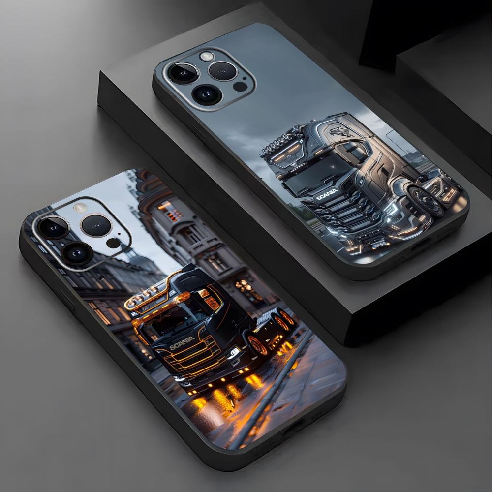 S-Scania TruxES Phone Case For iPhone 16 16e 15 14 13 12 11 Plus Mini Pro Max Soft Black Shockproof Cover