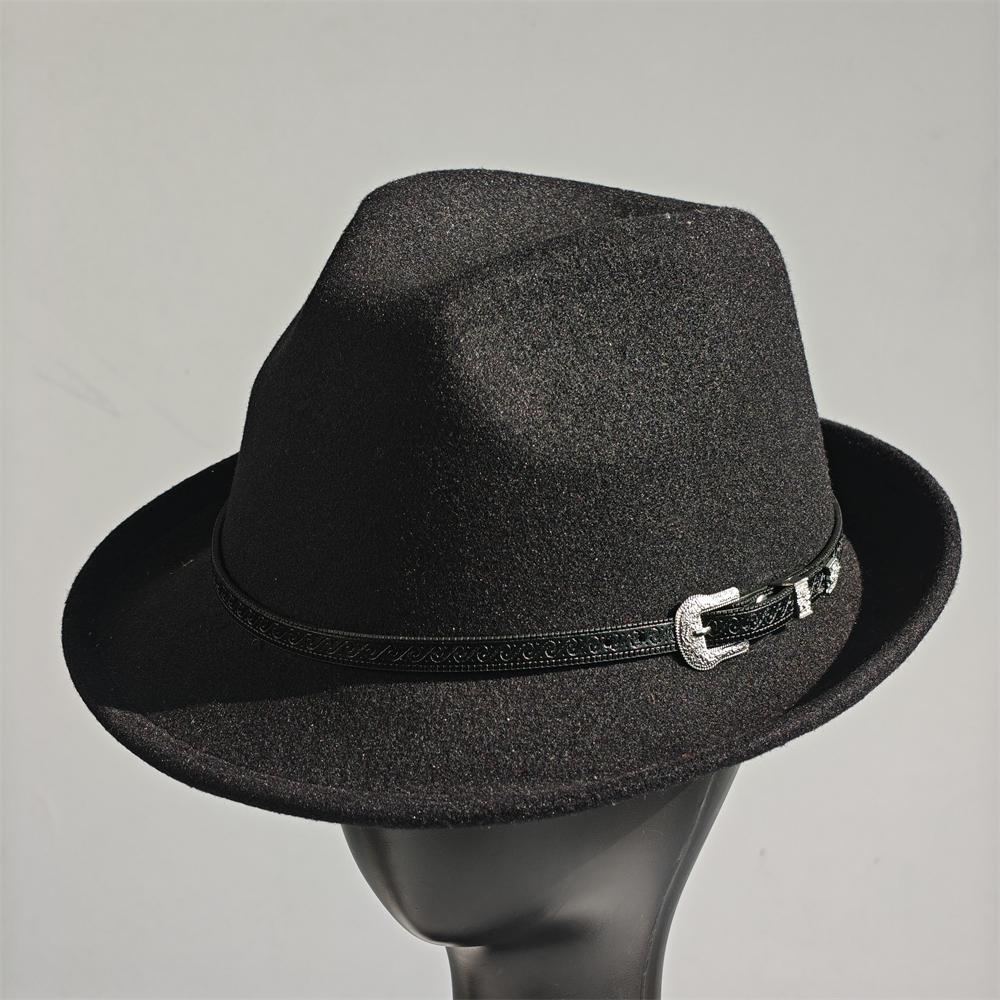 Felt Panama Fedora Hat Short Brim Trilby Flat Hat For Men Women Homburg Church Jazz Hat Adjustable