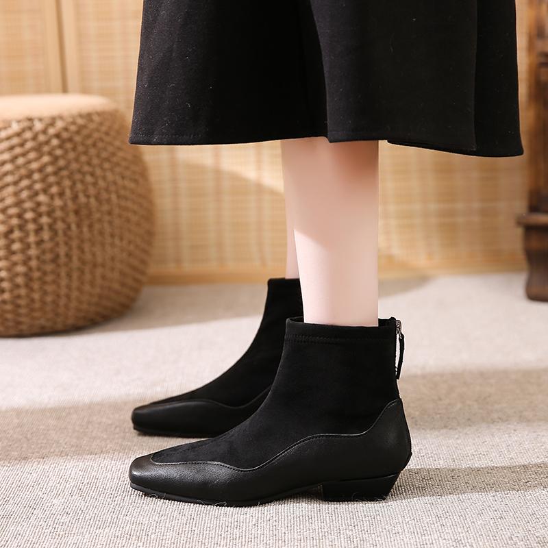 Elegant Women Ankle Boots Trend New High Heels Shoes Square Toe Chunky Chelsea Fashion Boots 2025 Winter Party Pumps Sexy Botas
