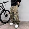 American Street Washed Camouflage Tooling Jeans Spring and Autumn New Ripped Straight Trendy Brand Versatile Long Pants