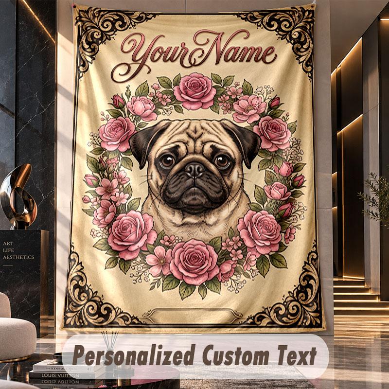 Mops (162) Tapiserie Personalizată cu Temă Nume Personalizat Text Tapiserie de Agățat pe Perete Decor Acasă Pânză de Fundal