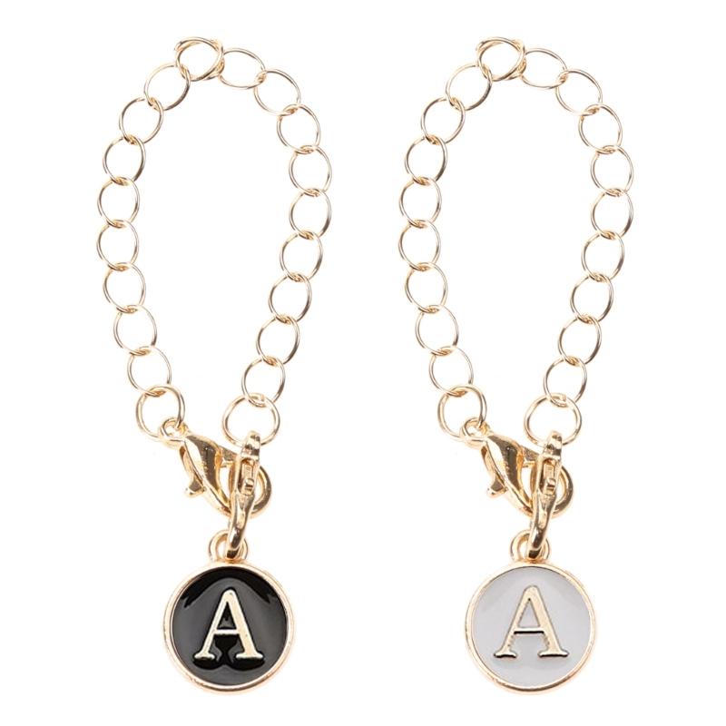 Name Letter Handle Charm Personalized Long Chain Round Pendant with Lobster Clasp Handle Chain for Cup Accessory