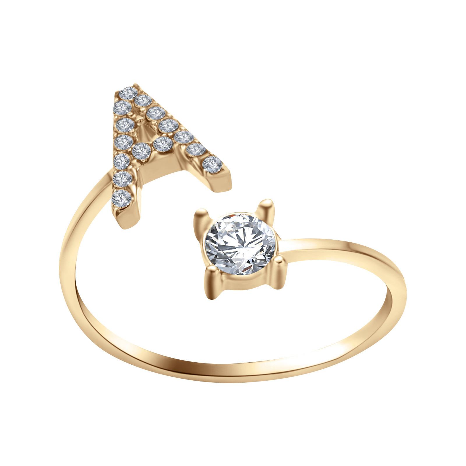 

Letter Ring For Alphabet Diamond Adjustable Rings One Size