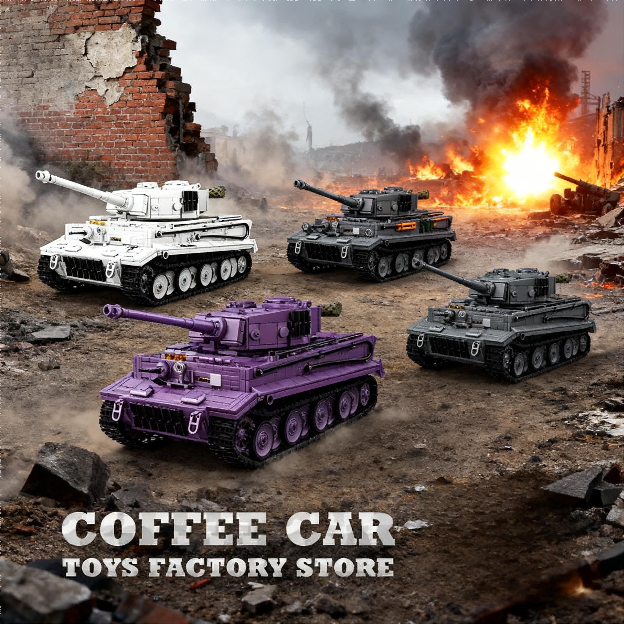 Mattoncini MOC Carro Armato Pesante Tiger - Kit Modello Carro Armato Tedesco WWII con Figure, Regalo da Collezione Militare per Adulti e Adolescenti +