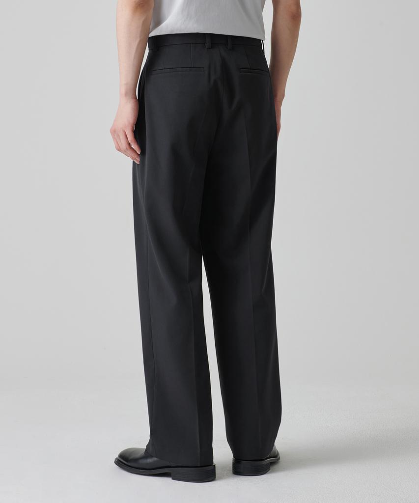 MUSINSA STANDARD Reverse Two-Tuck Semi-Balloon Hidden Banding Slacks [Dark Gray]