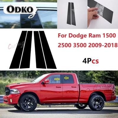 Lot de 4 garnitures de porte et fenêtre de voiture noires brillantes, garnitures décoratives pour Dodge Ram 1500 2500 3500 2009-2018, autocollants automobiles