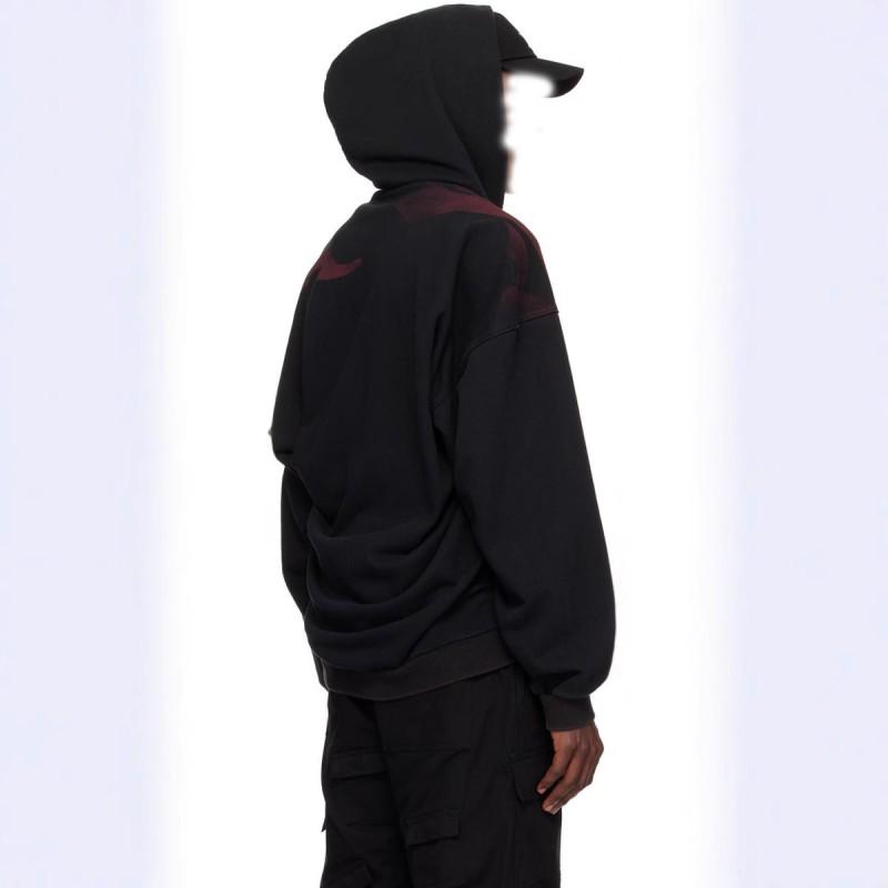 Unisex Oversized Hooded Sweatshirt With Bold Letter Print Loose Fit Streetwear Long Sleeve Open Front Top