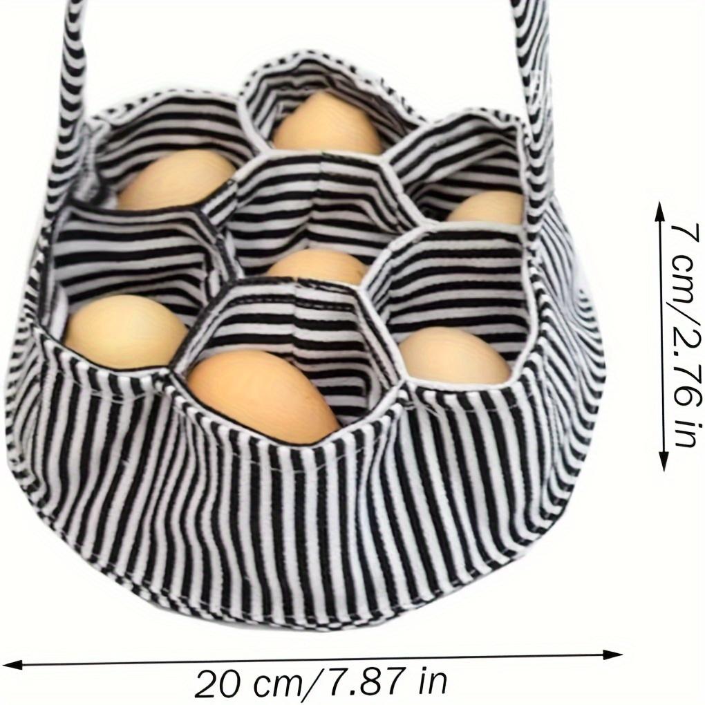 Seven Pocket Country Style Fabric Egg Collection Basket With Handle Open Top Chicken Holder Hens Ducks Geese Home Garden Kitchen
