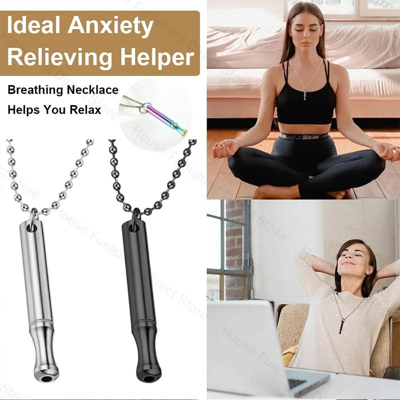 2025 New Necklace Meditation Breathing Stainless Steel Whistle Pendant Anxiety Relief Decompression Necklace Jewelry Accessories
