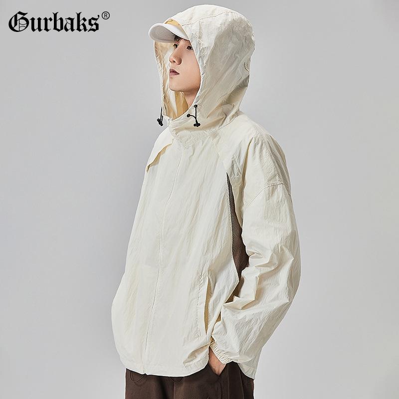 GURBAKS Men's Ice Silk UV Protection Hooded Jacket - Lightweight, Breathable, Summer Sun Protection