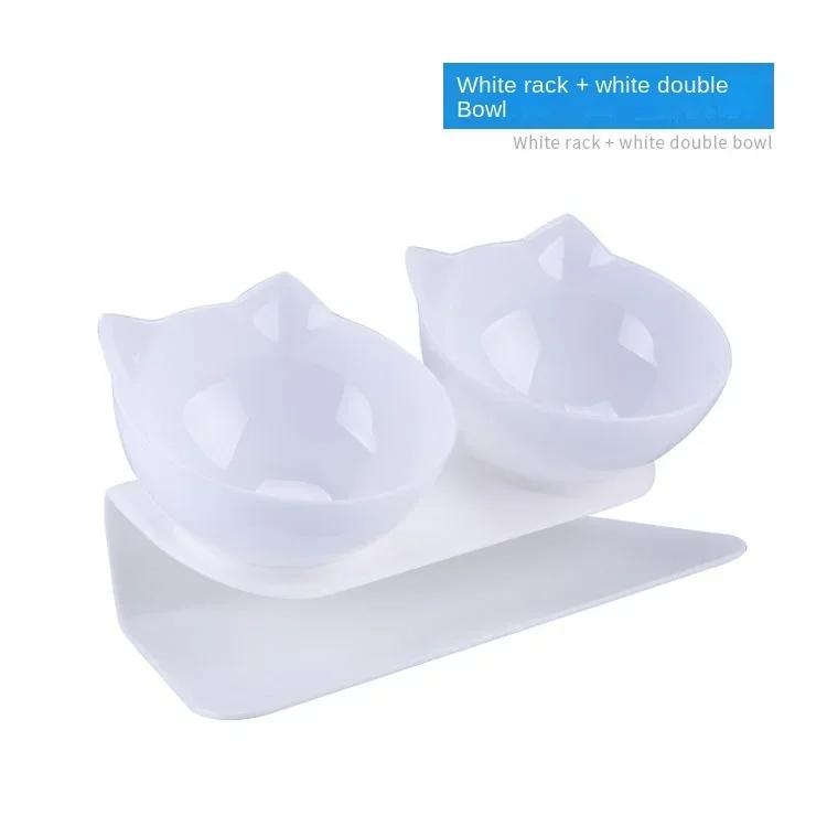 Cat Bowl Dog Bowl With Stand Double-layer Pet Feeding Cat Water Bowl Anti-slip Neck Guard Feeder Cat Food Container Pet Supplies