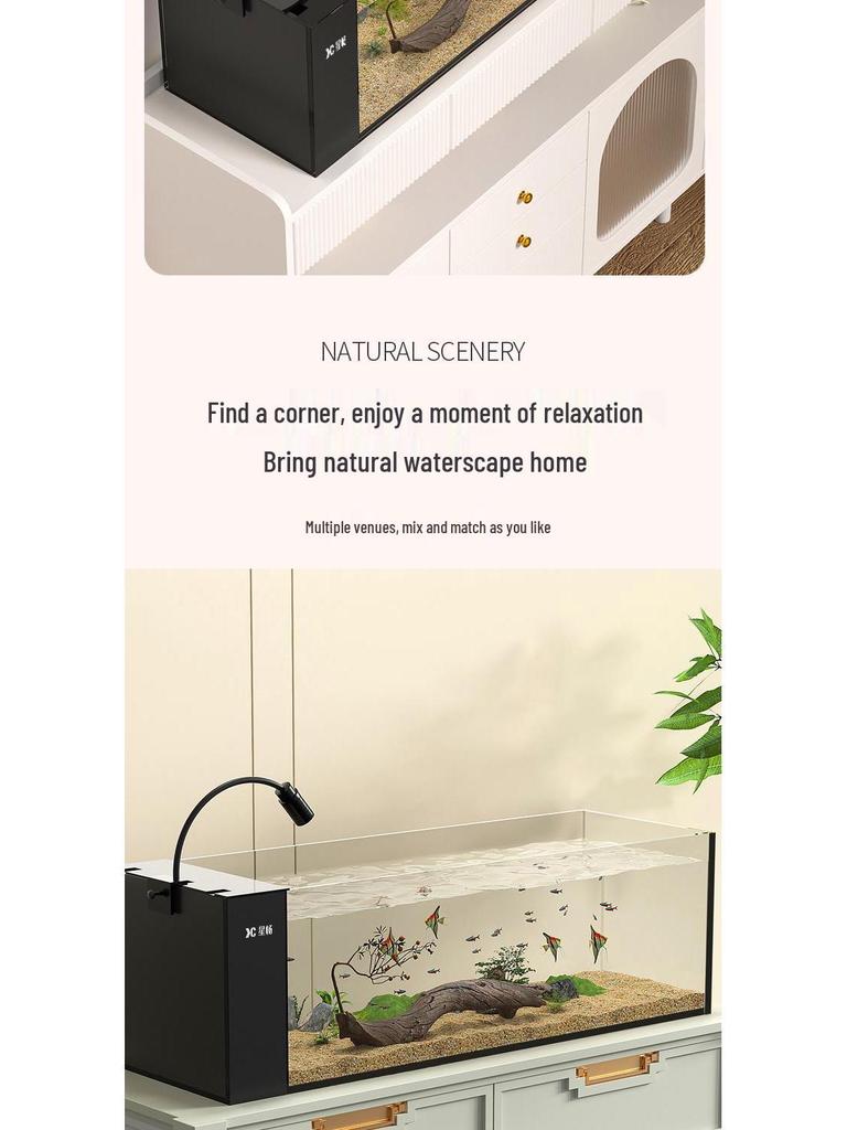 Starry 2025 Akwarium Szklane All-in-One z Filtrem Dno do Aquascapingu