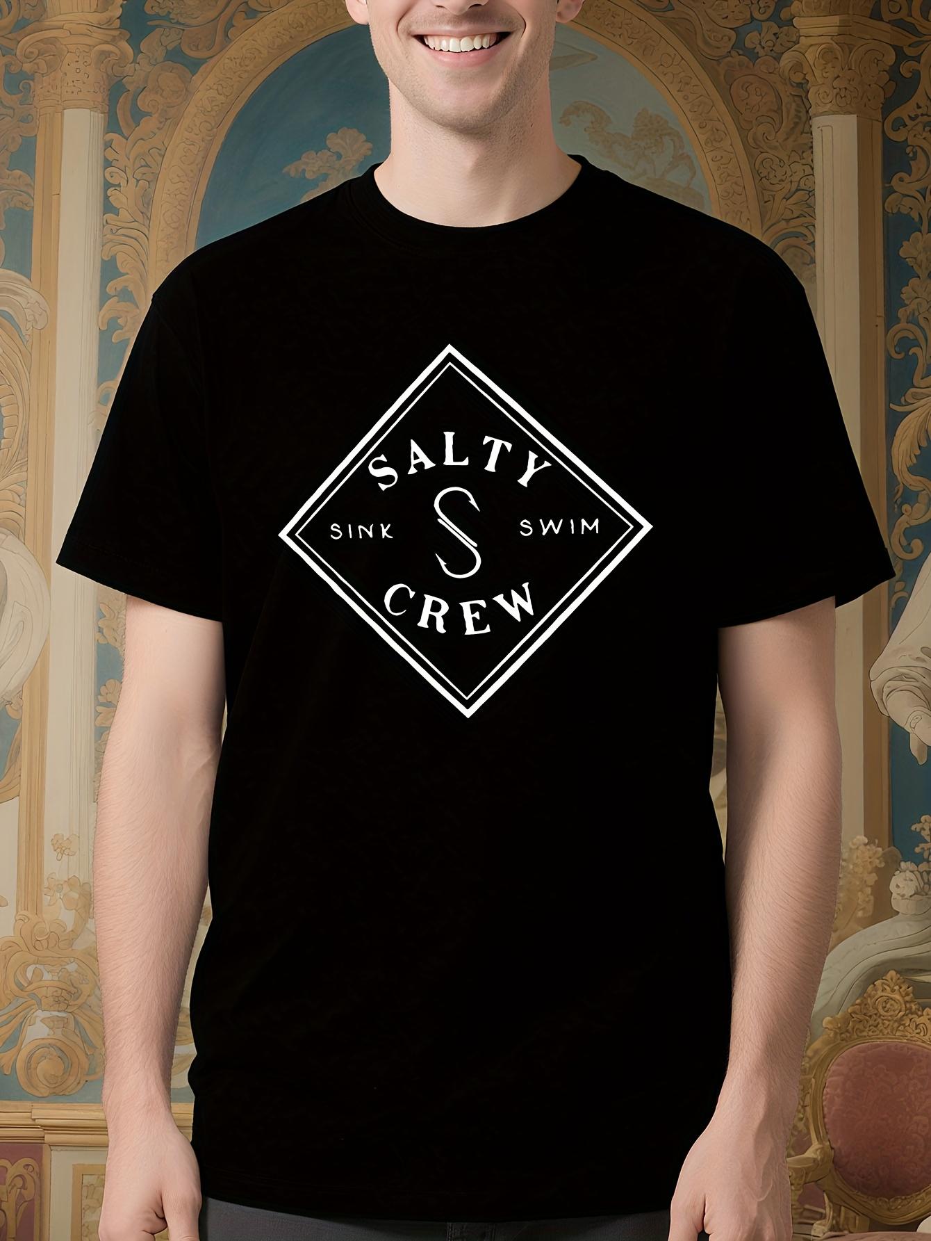 Black Tshirt with Bold WHITE SALTY SWIM CREW Graphic - Al... S