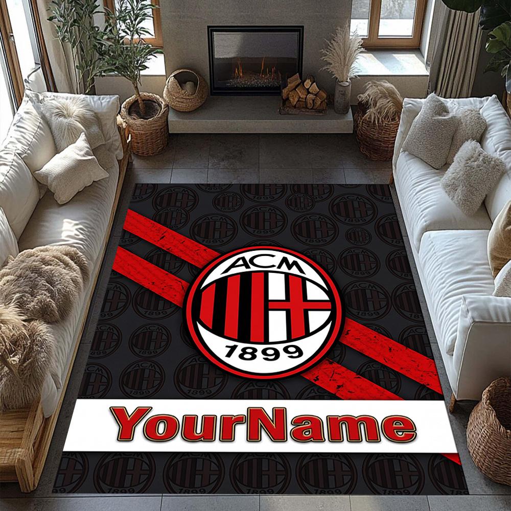 Ac Milan Personalized Name Area Rug Perfect for Foyer Playrooms Game Room Balcony Antislip Carpet Decorate Offices Perfect Gift for Friends & Family