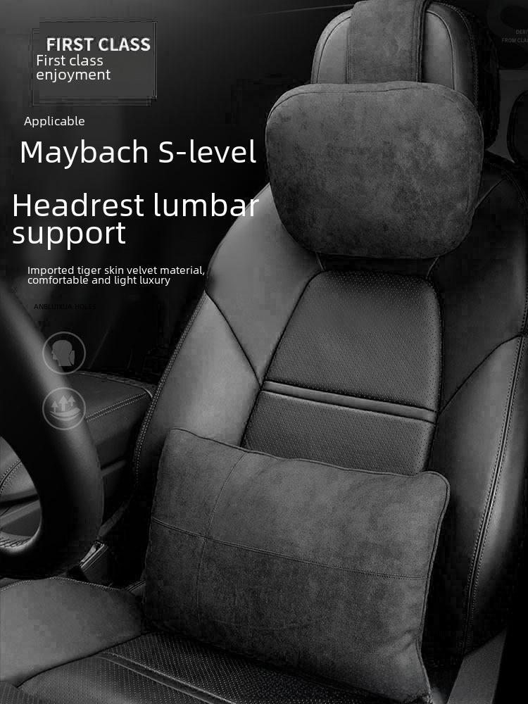 Auto-Kopfstütze, Nackenkissen, Taillenstütze, Sitzrückenpolster aus Wildleder für die Mercedes-Benz S-Klasse, All-in-One-Autokissen.