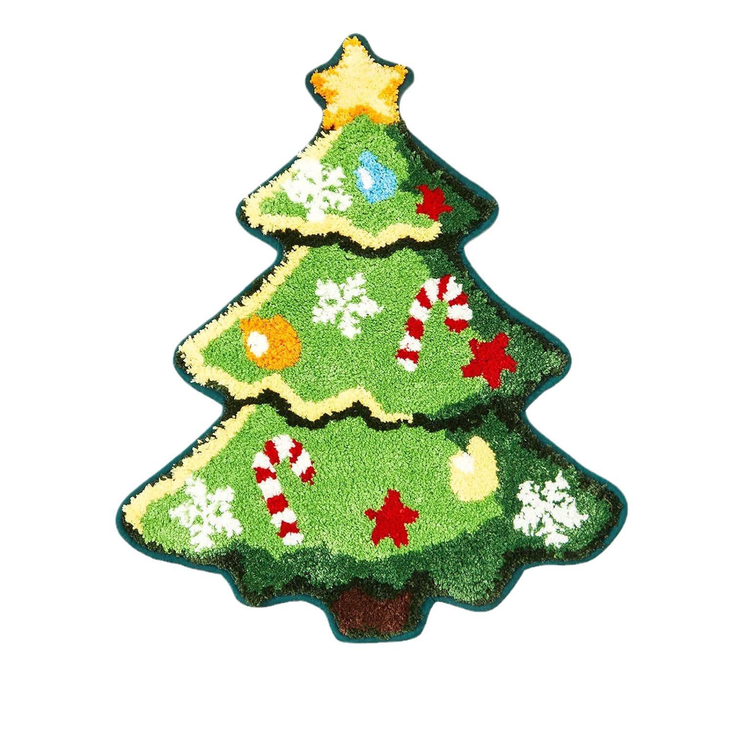 

Christmas Tree Mat Christmas Decoration Floor Mat Entrance Door Bedroom Bath Toilet Anti Slip Mat Imitation Cashmere Carpet 40x60CM