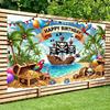 Happy Festival | Pirate-themed Birthday Celebration Banner - Vibrant Polyester Fabric Wall Covering