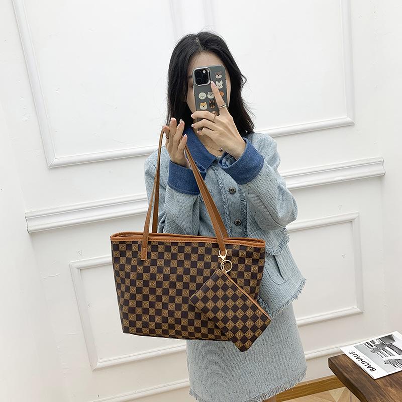 2024 Retro Plaid Women's Two-Piece Large Capacity Handbag Set