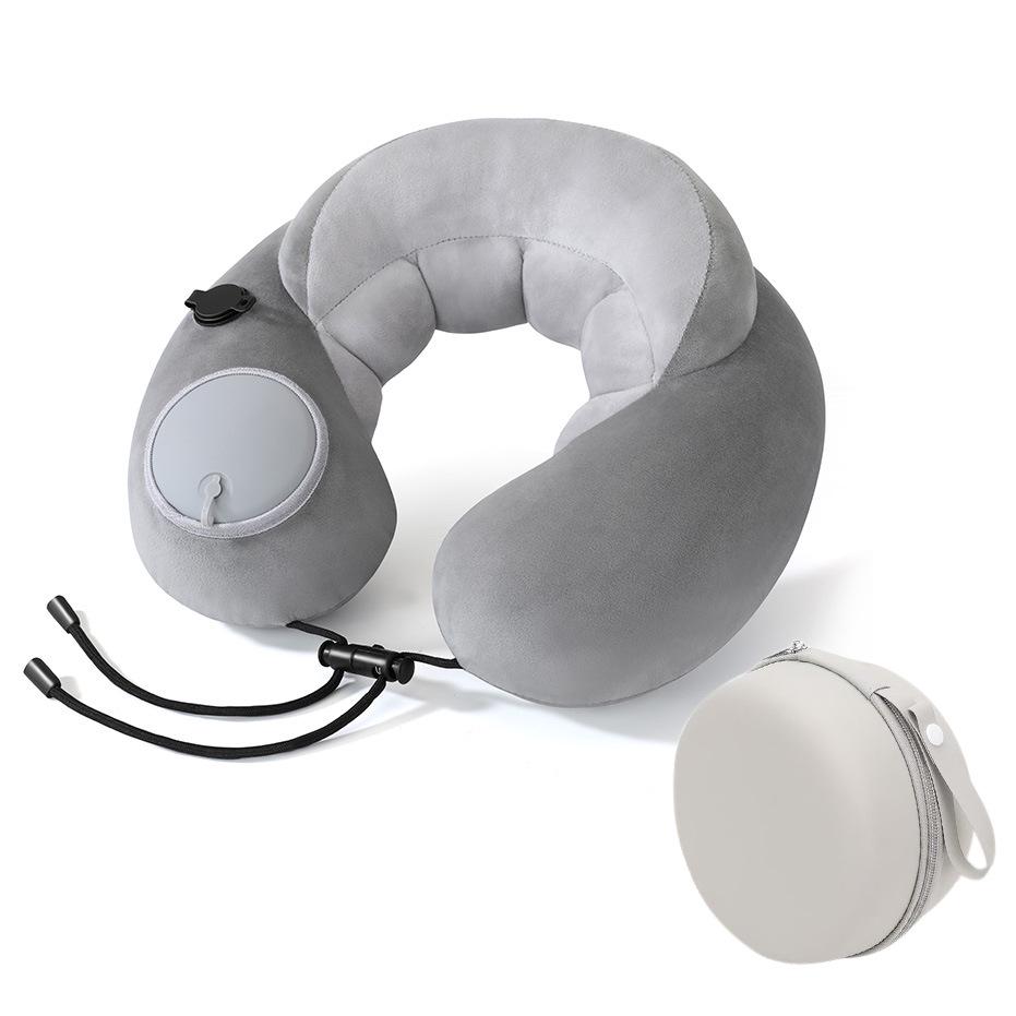 Foldable U-Shaped Neck Pillow: Portable, Press-Type Inflatable Support for Travel, Car, Office, and Outdoor Use