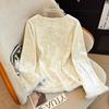 Women's Chinese Style Velvet Base Layer Shirt with Diagonal Lapel and Frog Button Details - Long Sleeve Trendy Top