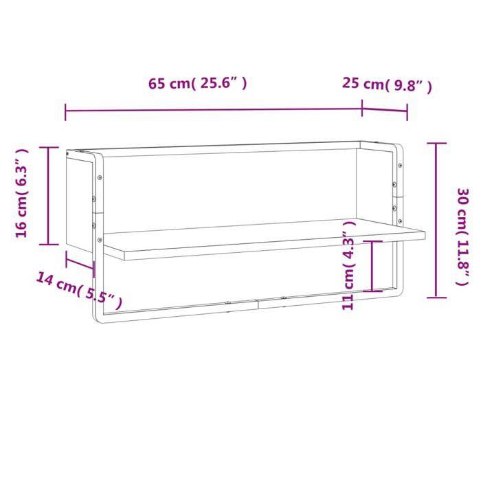 VidaXL Wall Shelf with Bar Sonoma Grey 65x25x30 Cm 836291