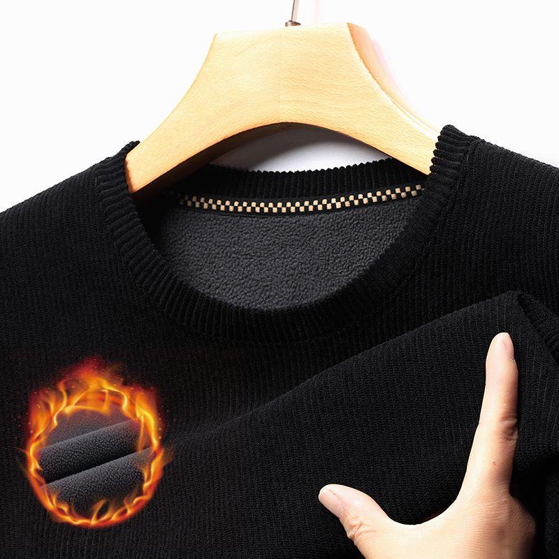 

Мужской зимний теплый вязаный свитер, пуловер с круглым вырезом, большой размер, длинный рукав L