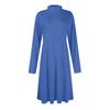 Women's Casual Fashion High Neck Long Sleeve Color Midi Dress