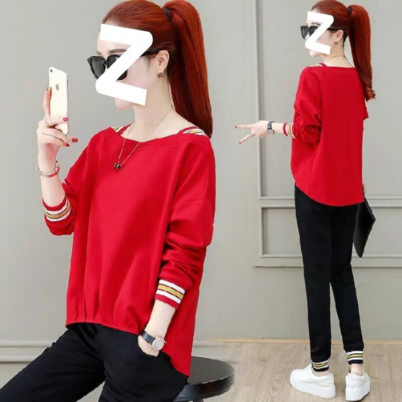 Women's Autumn Casual Sportswear Set - Stylish, Loose-fitting, Slimming Trousers Two-piece Set for Ladies