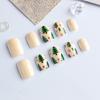 24Pieces Christmas Party Artificial Nail Green Red Tree Press On Nail ABS Material No Glues Needed Nail Art