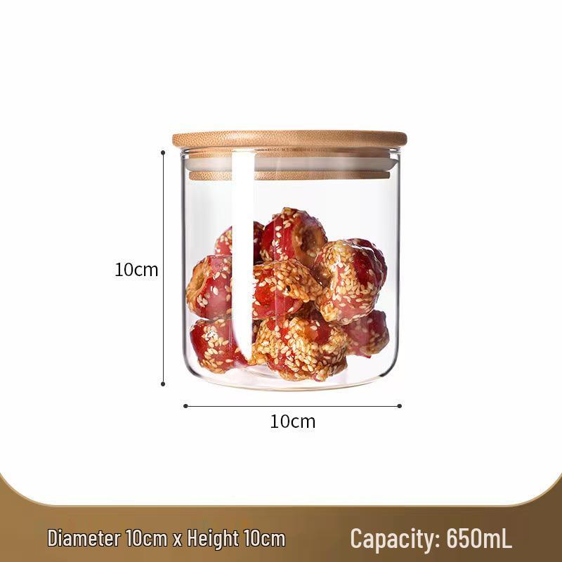Borosilicate Glass Storage Jar with Bamboo Lid for Cereals, Grains, and Coffee Beans