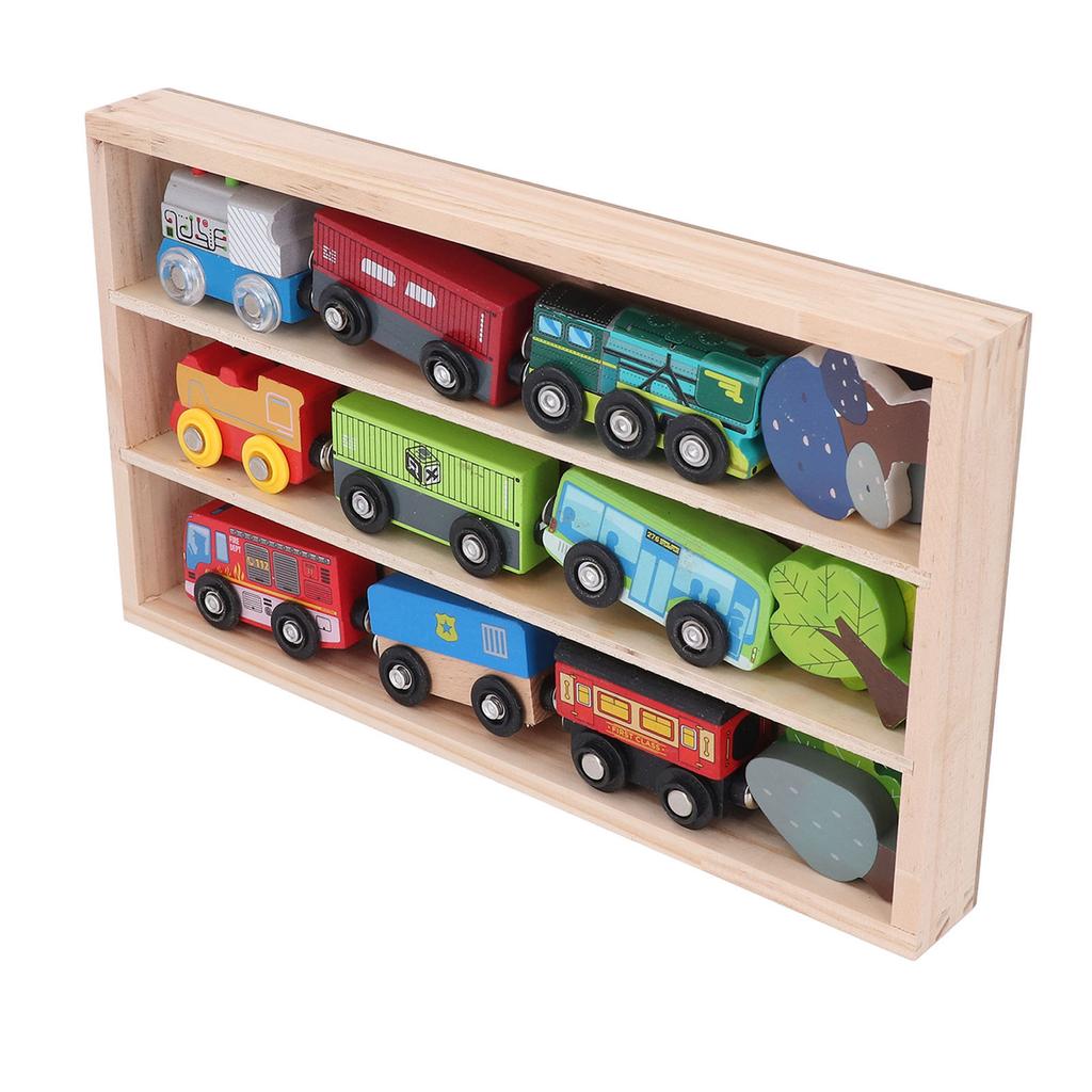 Holzzugset Kinderfreundlich Sicher Bunt Leichtes Holzspielzeug Zugset mit Aufbewahrungsbox für
